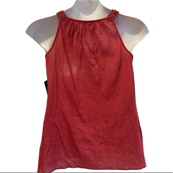 Chaps Pale Red Crocheted Lace Blouse top. Size Small - Picture 4 of 13